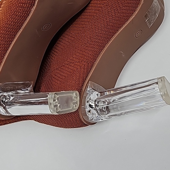 Zara Sock Bootie with Clear Acrylic Block Heel Burnt Orange - Picture 7 of 13